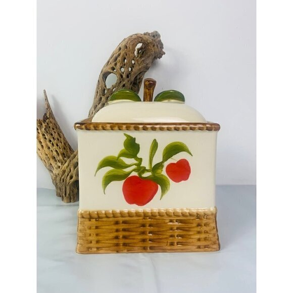 ALCO Apple Basket Weave Cookie Jar Canister - Picture 1 of 8